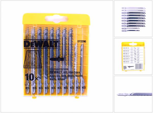 Dewalt Set HCS - Stichsägenblätter Holz DT2290 / 10 - teilig