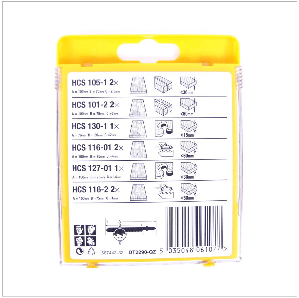 Dewalt Set HCS - Stichsägenblätter Holz DT2290 / 10 - teilig-2