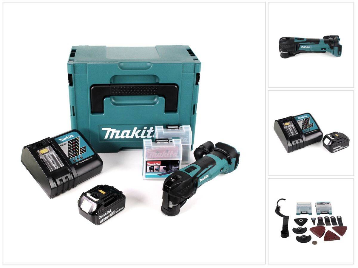 Makita DTM 51 RF1JX2 Akku Multifunktionswerkzeug 18 V + 1x Akku 3,0 Ah + Ladegerät + 39 tlg. Zubehör Set + Makpac-0