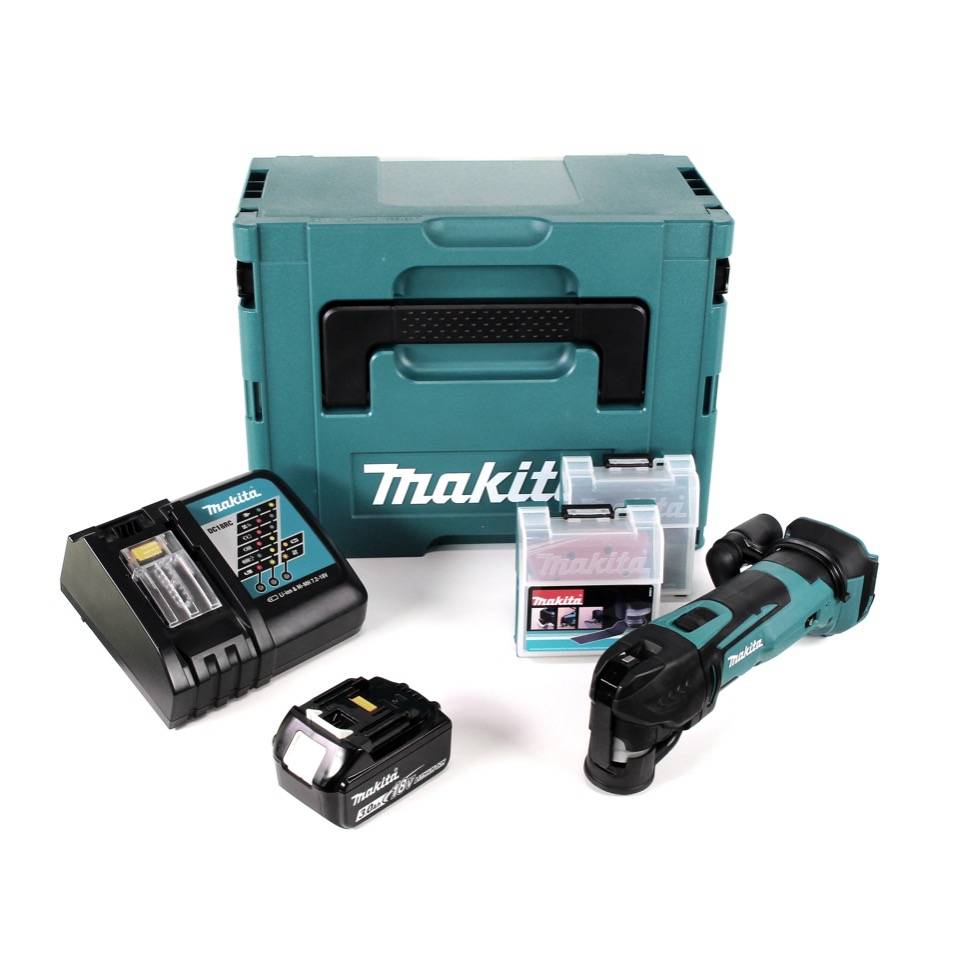 Makita DTM 51 RF1JX2 Akku Multifunktionswerkzeug 18 V + 1x Akku 3,0 Ah + Ladegerät + 39 tlg. Zubehör Set + Makpac-1