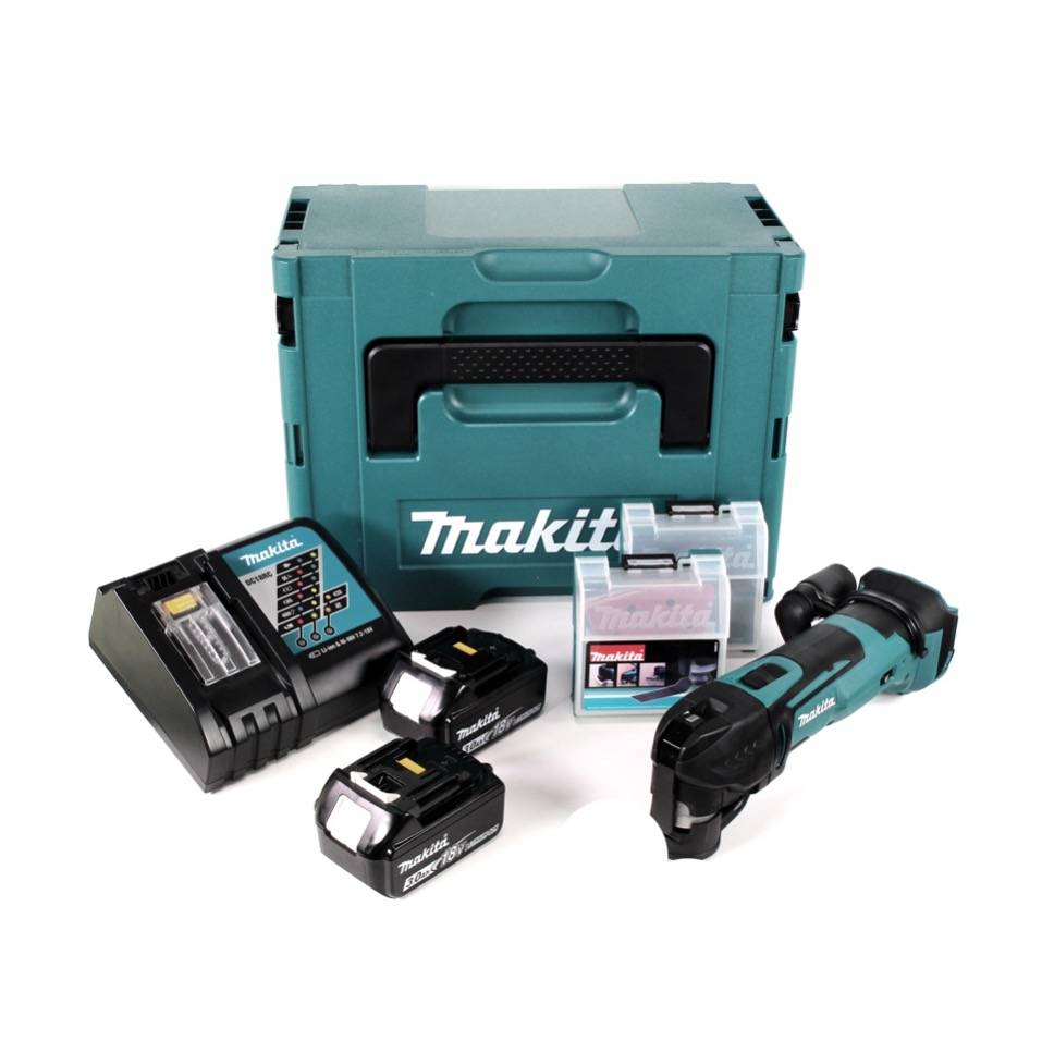 Makita DTM 51 RFJX2 Akku Multifunktionswerkzeug 18 V + 2x Akku 3,0 Ah + Ladegerät + 39 tlg. Zubehör Set + Makpac-1
