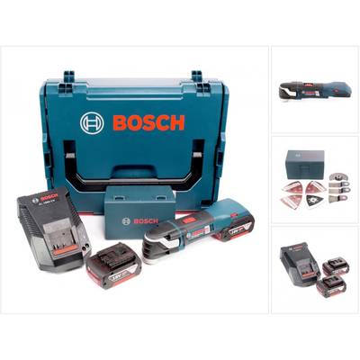 Bosch GOP 18 V-EC Professional Akku Multi Cutter Multifunktionswerkzeug in L-Boxx + 20 tlg. Zubehör mit 2 x GBA 4 Ah Ak