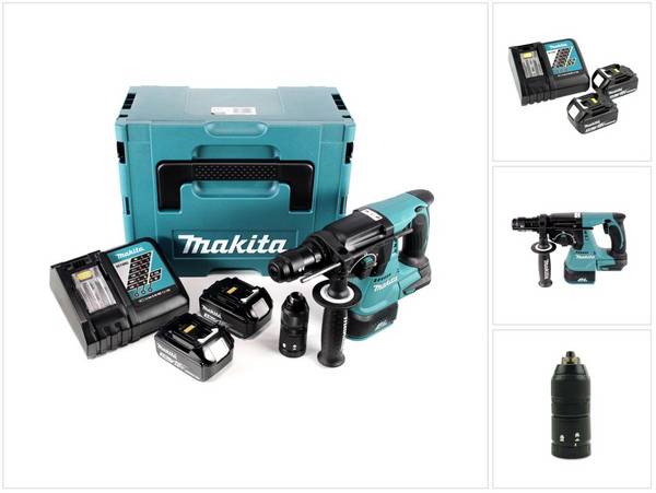 Makita DHR 243 RFJ Akku Bohrhammer 18 V 2,0 J SDS plus Brushless + 2x Akku 3,0 Ah + Ladegerät + Makpac