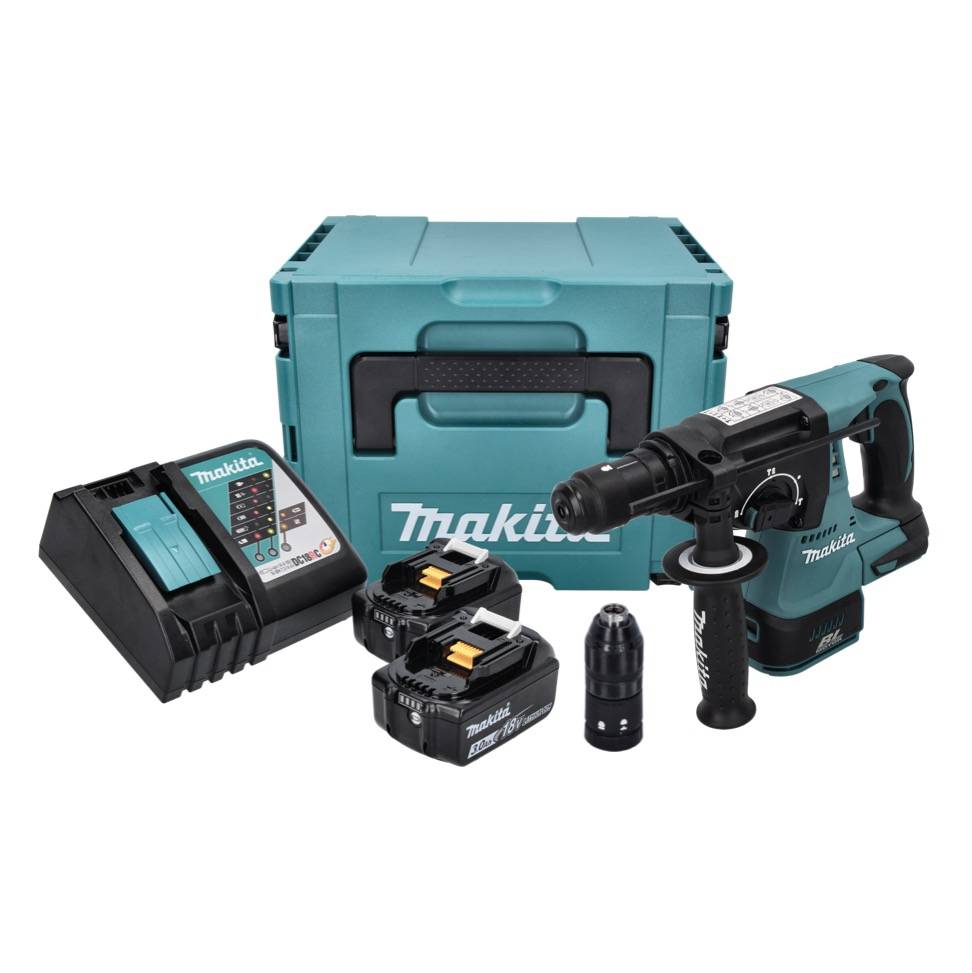 Makita DHR 243 RFJ Akku Bohrhammer 18 V 2,0 J SDS plus Brushless + 2x Akku 3,0 Ah + Ladegerät + Makpac-1
