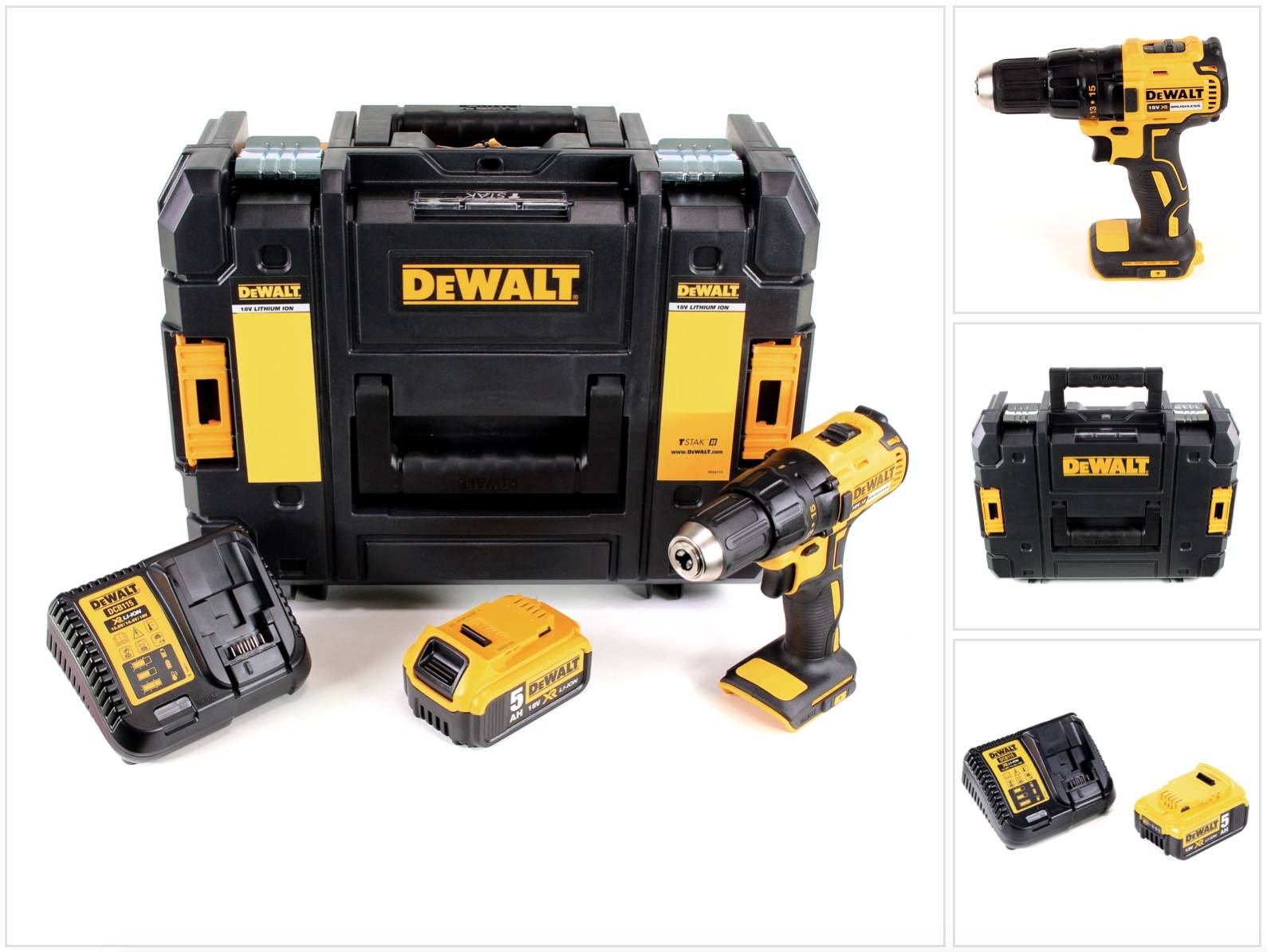 DeWalt DCD 777 P1 Akku Bohrschrauber 18V 65Nm Brushless + 1x Akku 5,0Ah + Ladegerät + TSTAK-0