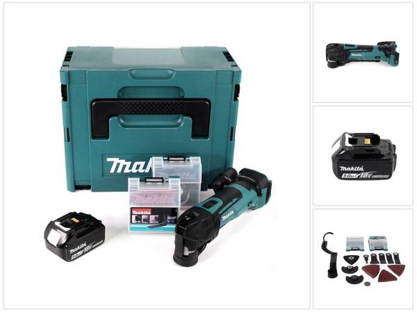 Makita DTM 51 T1JX2 Akku Multifunktionswerkzeug 18 V + 1x Akku 5,0 Ah + 39 tlg. Zubehör Set + Makpac - ohne Ladegerät