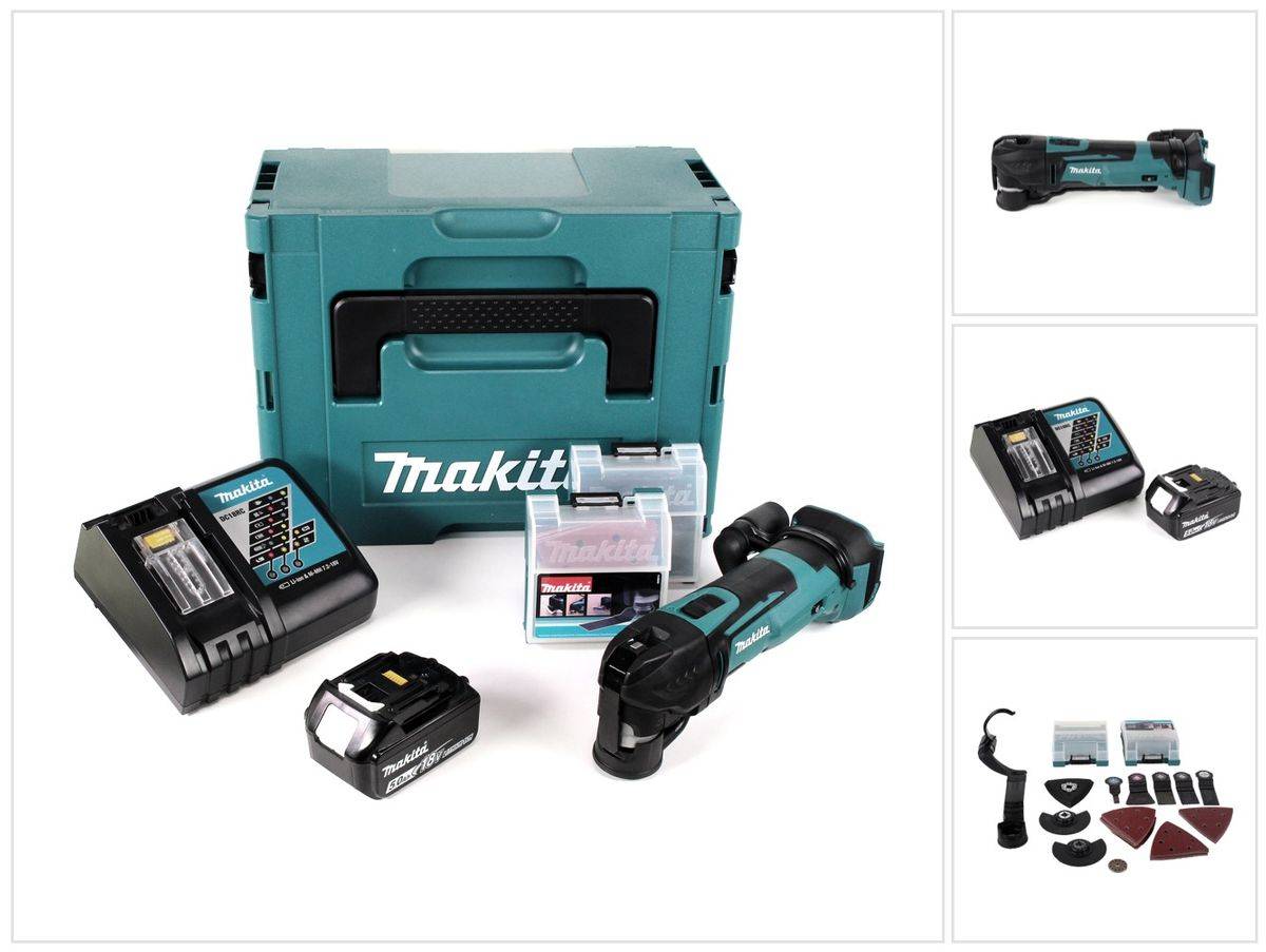 Makita DTM 51 RT1JX2 Akku Multifunktionswerkzeug 18 V + 1x Akku 5,0 Ah + Ladegerät + 39 tlg. Zubehör Set + Makpac-0