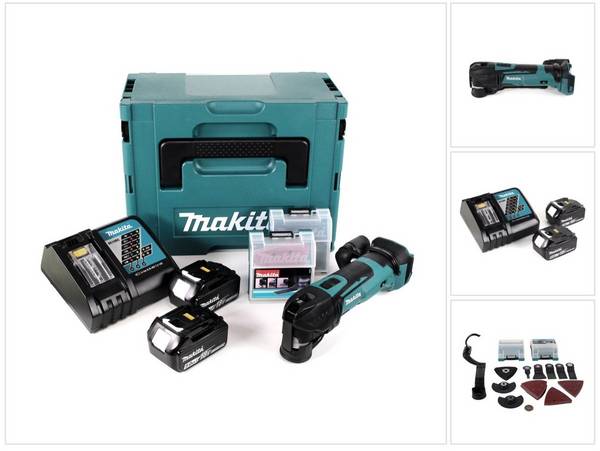 Makita DTM 51 RTJX2 Akku Multifunktionswerkzeug 18 V + 2x Akku 5,0 Ah + Ladegerät + 39 tlg. Zubehör Set + Makpac