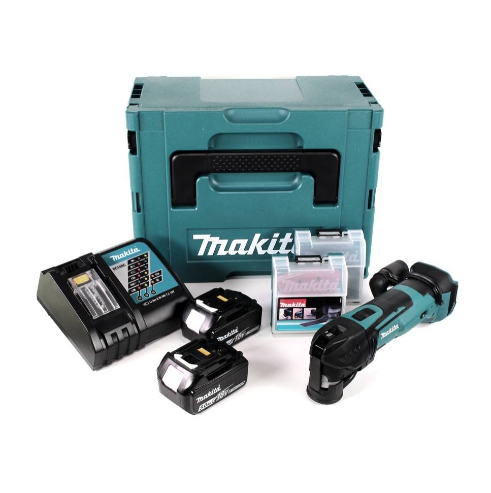 Makita DTM 51 RTJX2 Akku Multifunktionswerkzeug 18 V + 2x Akku 5,0 Ah + Ladegerät + 39 tlg. Zubehör Set + Makpac-1
