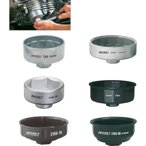 Ölfilterschlüssel-Satz 2169/6, 4k.Hohl 12,5mm, A-6kt.Profil, Anz. WKZ: 6, HAZET