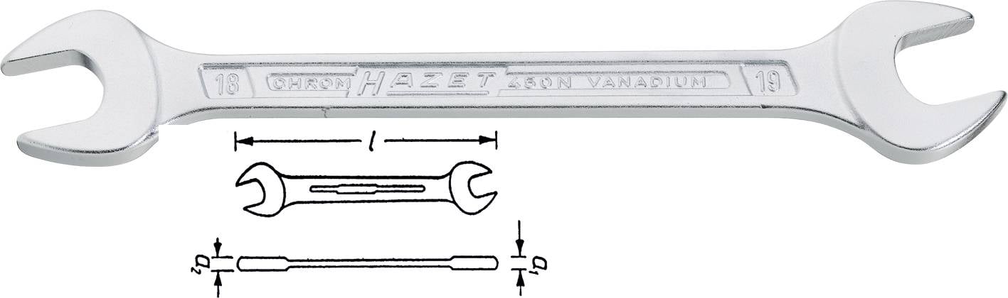 HAZET Doppel-Maulschlüssel, s: 24 mm, s: 27 mm 450N-24X27 Schlüsselweite 24 x 27 mm (450N-24X27)