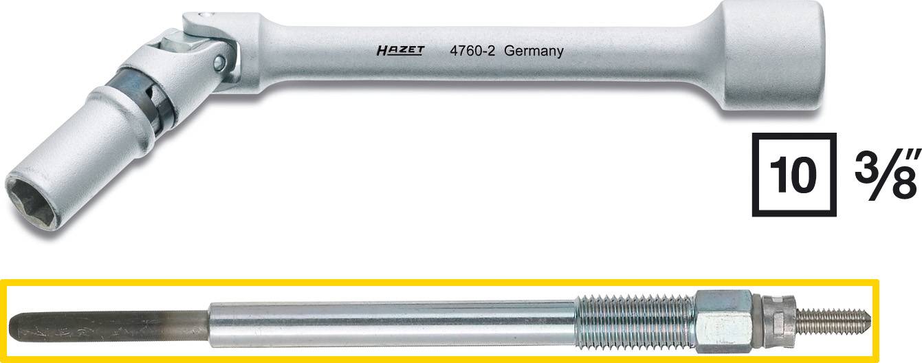 HAZET Glühkerzen-Schlüssel Abtrieb 3/8\" (10 mm) 142 mm Hazet 4760-2