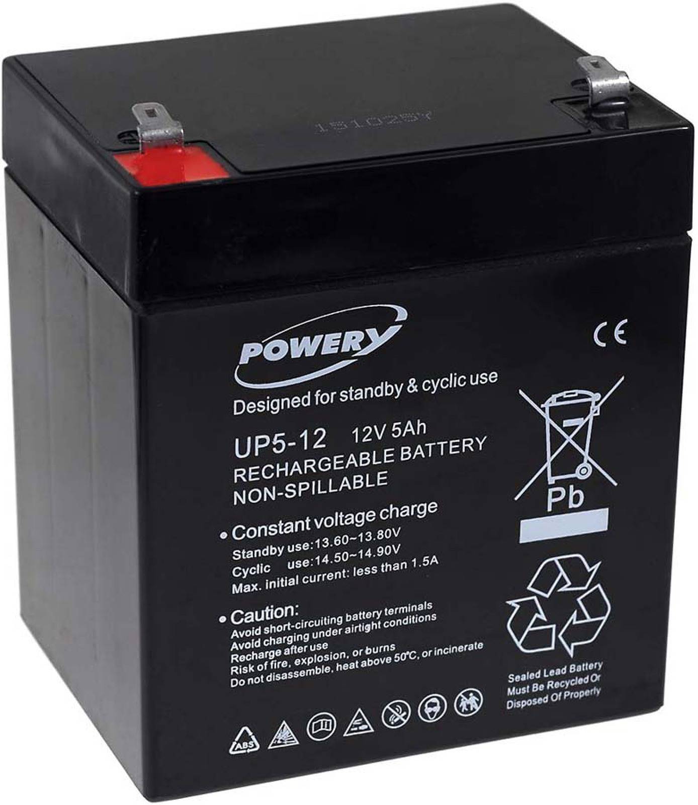 Powery Blei-Gel-Akku für USV APC RBC43 5Ah 12V, 12V, Lead-Acid-1