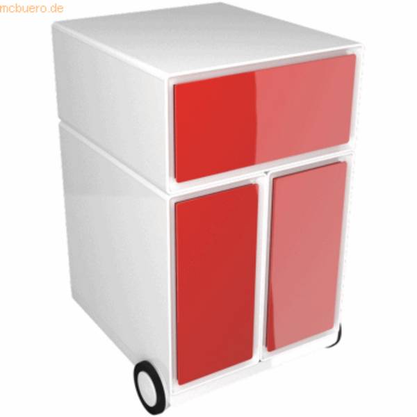 Rollcontainer HxBxT 64,2x39x43,6cm 1 Schublade/2 Hängeregistraturauszüge rot