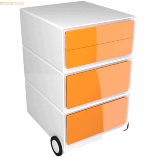 Rollcontainer HxBxT 64,2x39x43,6cm 2 Schubladen/1 Doppelschublade orange
