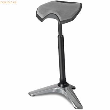 Sitz- und Stehhocker Stand 61-90cm Sattelsitz Mikrofaservlies grau/schwarz-0