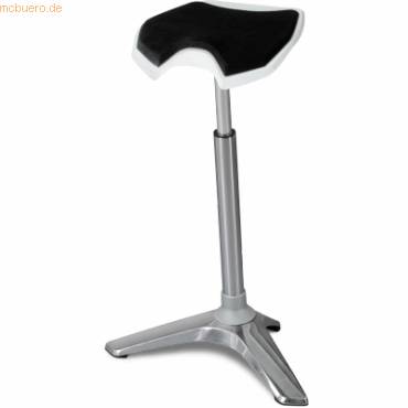 Sitz- und Stehhocker Stand 61-90cm Sattelsitz Mikrofaservlies schwarz/weiß-0