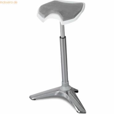 Sitz- und Stehhocker Stand 61-90cm Sattelsitz Mikrofaservlies grau/weiß