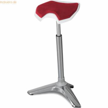 Sitz- und Stehhocker Stand 61-90cm Sattelsitz Mikrofaservlies henna/weiß-0
