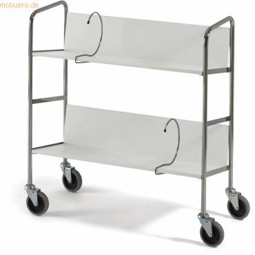 Aktenwagen lang 2 Etagen 75x29cm hellgrau-0