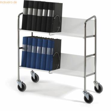 Aktenwagen lang 2 Etagen 75x29cm hellgrau-1