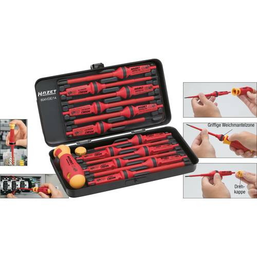 Hazet VDE Wechselklingen-Set 14teilig Schlitz, Kreuzschlitz Phillips, Kreuzschlitz Pozidriv, Innen-TORX
