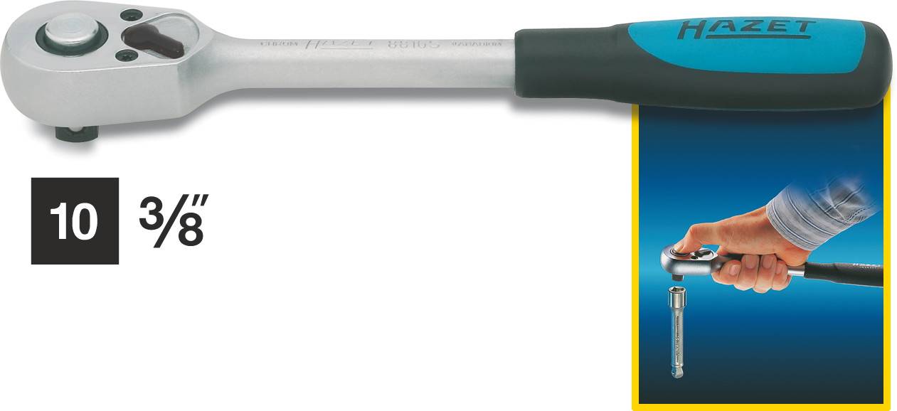 Hebel-Umschaltknarre 3/8"199mm 30Zähne Hazet