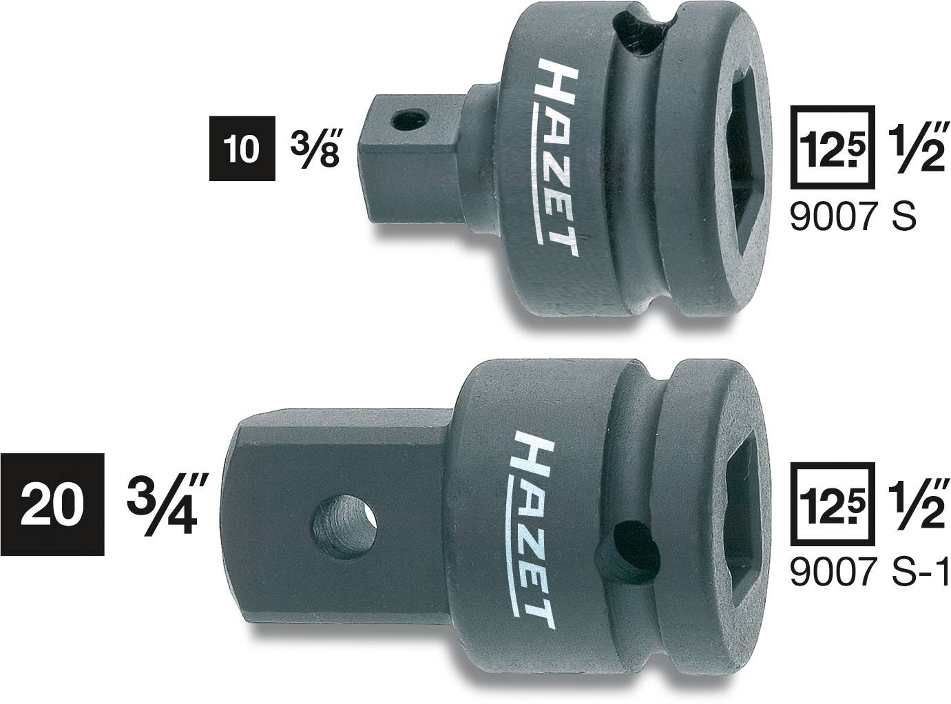 HAZET Adapter maschinenbetätigt, Innenvierkant 12,5 mm (1/2\" ), Vierkant 10 mm (3/8\" ) 9007S (9007S)