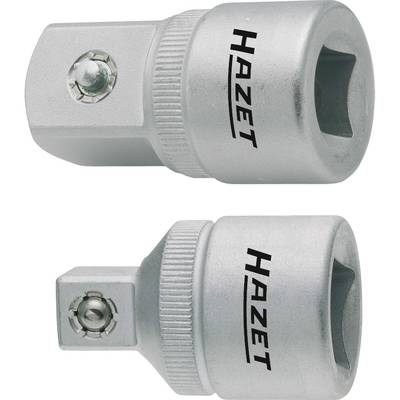 Zwei silberne Adapter für Steckschlüssel mit dem Logo 'Hazet'. Der obere Adapter hat einen größeren Vierkant, der untere einen kleineren.