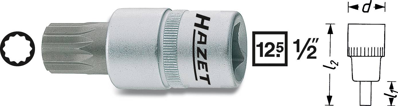 HAZET Schraubendreher-Einsatz, s: 10, Innenvierkant 12,5 mm (1/2\" ), Innen Vielzahn XZN 990-10 Länge