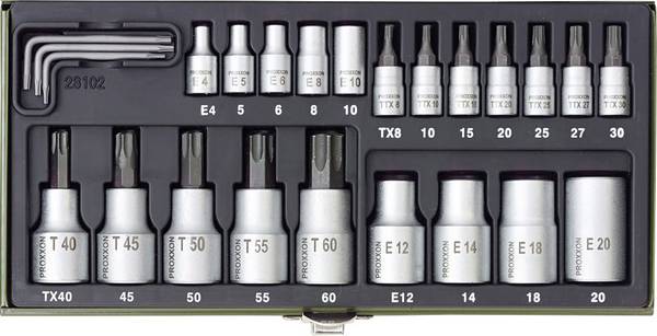 Proxxon Industrial  Steckschlüssel-Bit-Einsatz-Set  1/4" (6.3 mm), 1/2" (12.5 mm) 24teilig 23 102