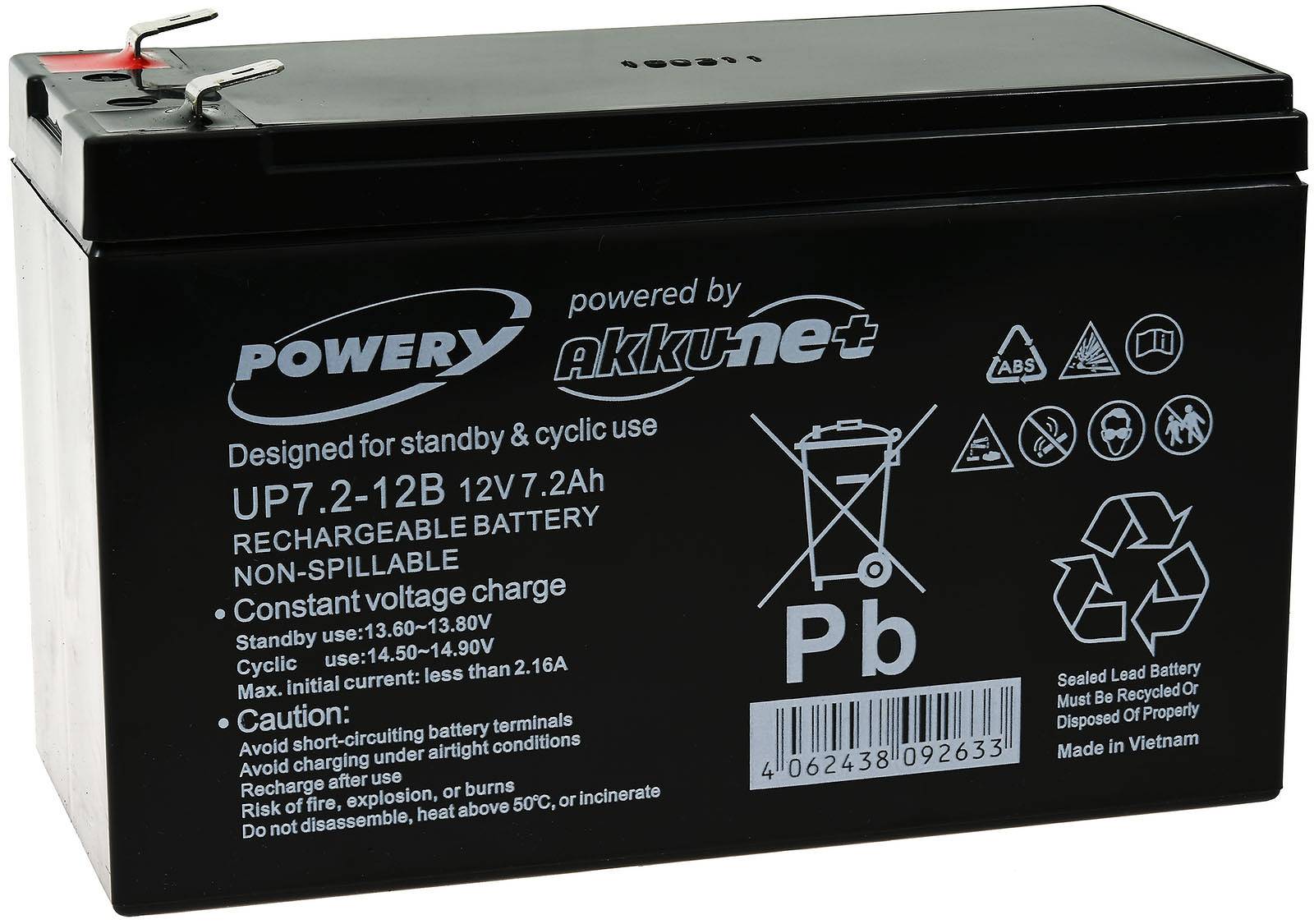 Powery Ersatzakku für USV APC Smart-UPS 750, 12V, Lead-Acid-1