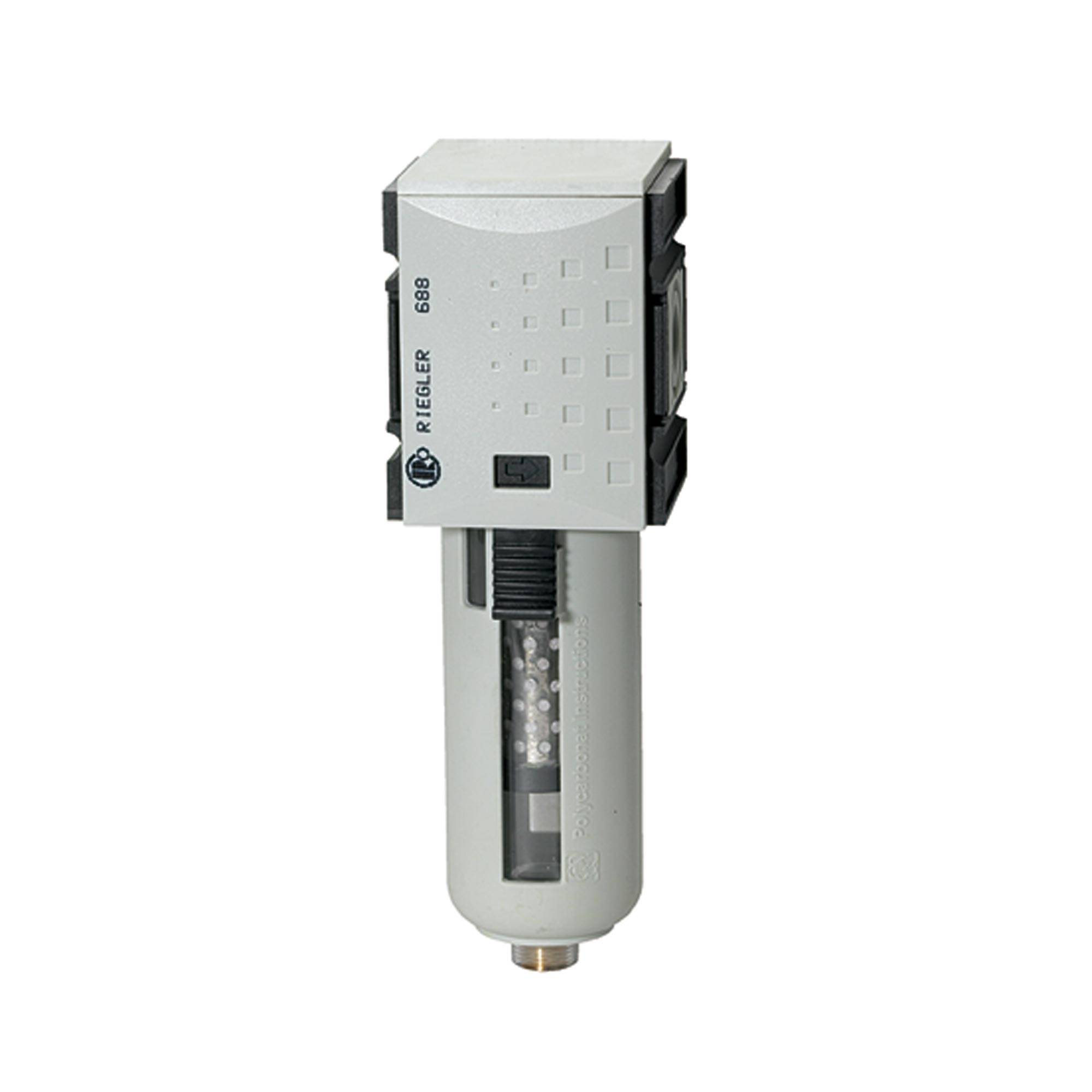 RIEGLER Aktivkohlefilter »FUTURA« mit Polycarbonatbehälter und Schutzkorb, 0,005 mg/m³, BG 1, G 3/8, PE 0 - 16 bar, Temp-0