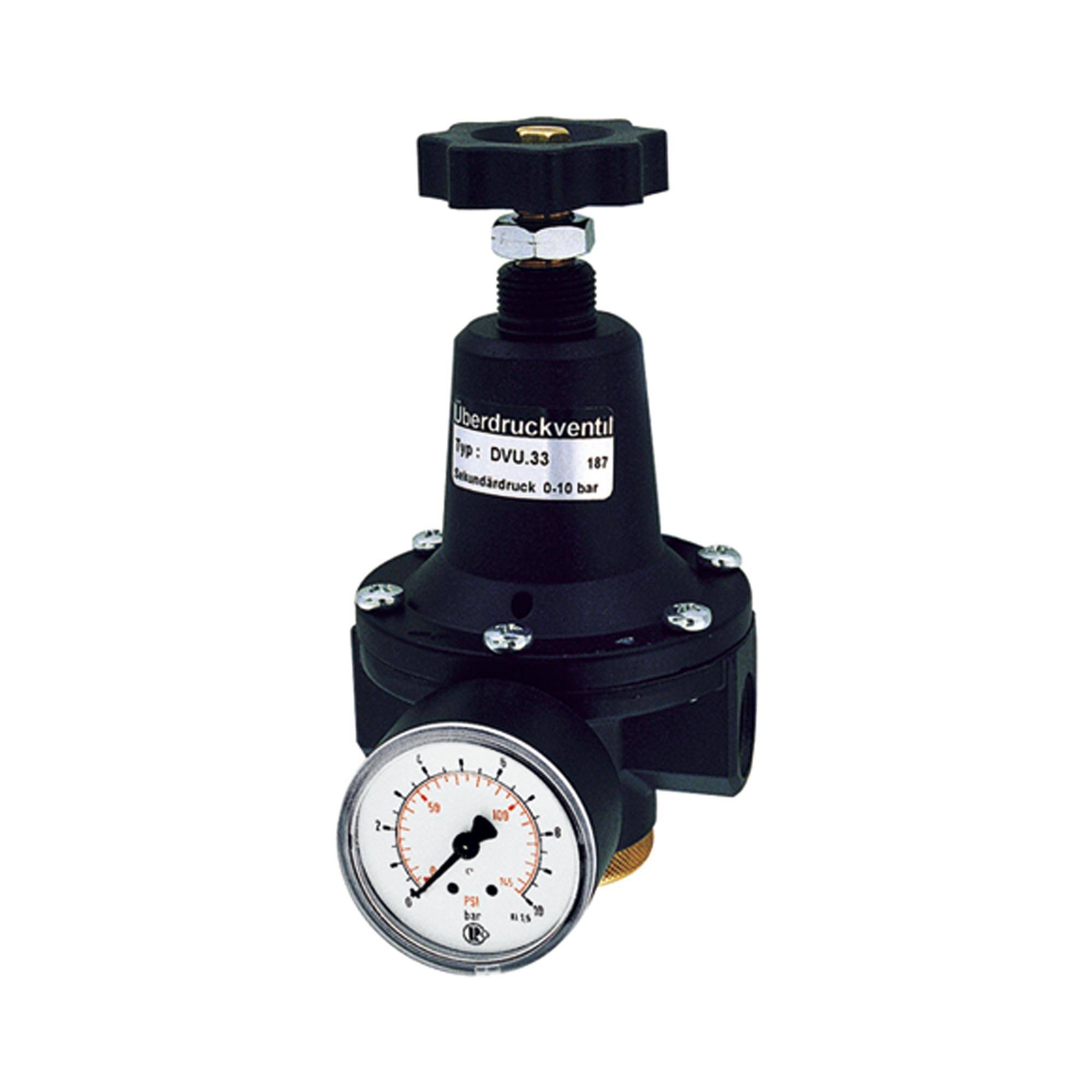 RIEGLER Druckbegrenzungsventil, inkl. Manometer, G 1/2, Einstellbereich 0,5 - 5,5 bar, Mediums-/Umgebungstemp. max. 60 °-0