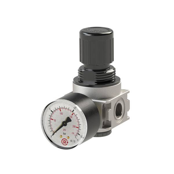 RIEGLER Druckregler »multifix-mini«, inkl. Manometer, BG 0, G 1/8, PE max. 16 bar, Med.-Umgeb.temp. max. 60 °C, Regelber