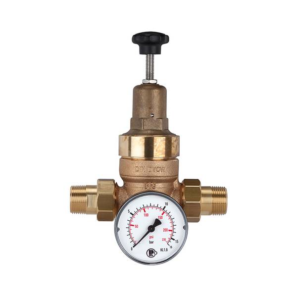 RIEGLER Druckregler für Trinkwasser, ohne DVGW, inkl. Manometer, R 3/4, Regelbereich 1,5 - 12 bar, PE max. 25 bar, Vordr