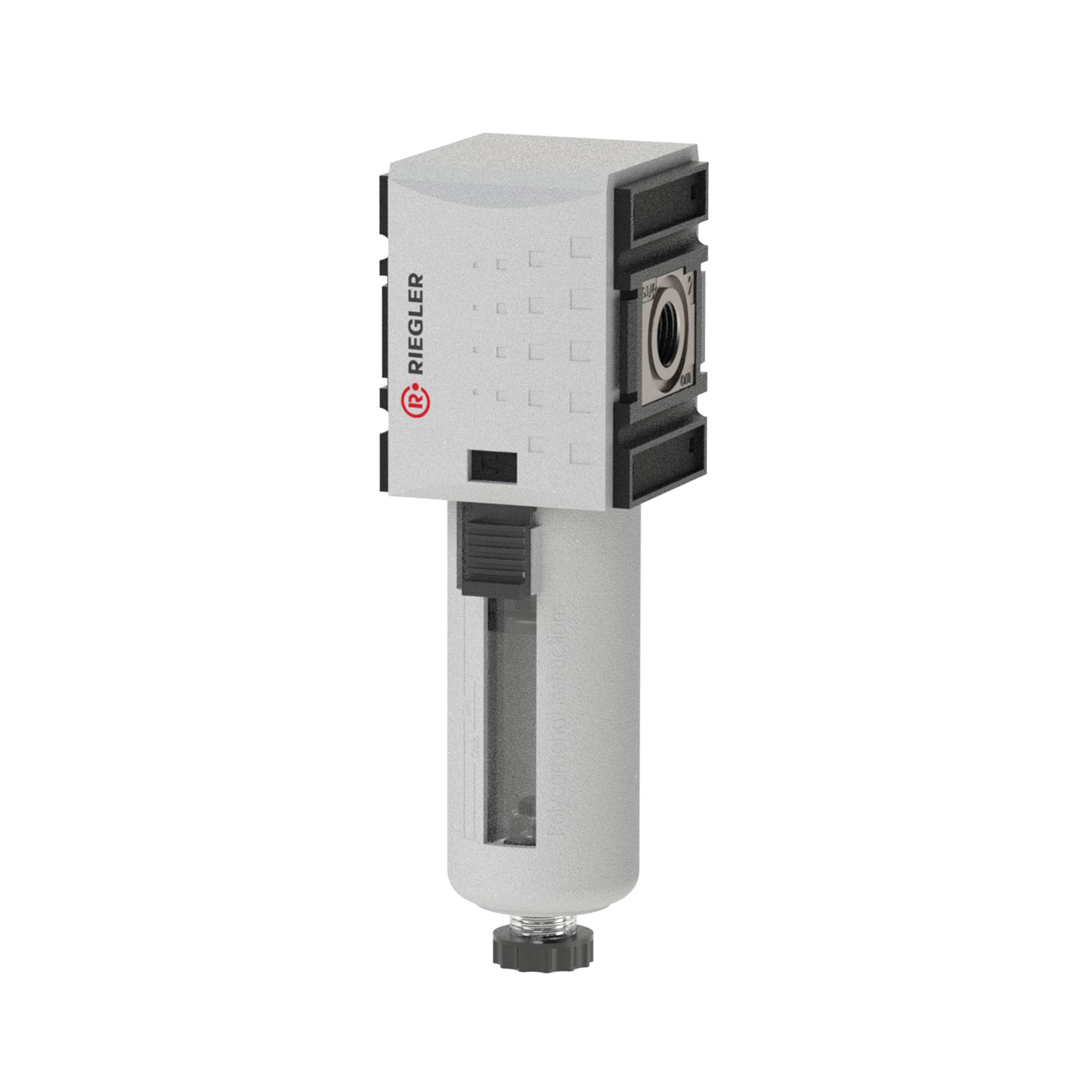 RIEGLER Filter »FUTURA« mit PC-Behälter und Schutzkorb, 5 µm, BG 1, G 3/8, PE 1,5 - 16 bar, Temp. -10 °C bis 50 °C, Kond-0