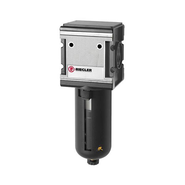 RIEGLER Filter »multifix« mit PC-Behälter und Schutzkorb, 5 µm, BG 4, G 1, PE max. 16 bar, Med.-Umgeb.temp. max. 60 °C,