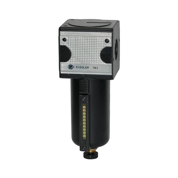 RIEGLER Filter »multifix«, Metallbehälter und Sichtrohr, 5 µm, BG 1, G 1/4, PE max. 20 bar, Med.-Umgeb.temp. max. 60 °C,