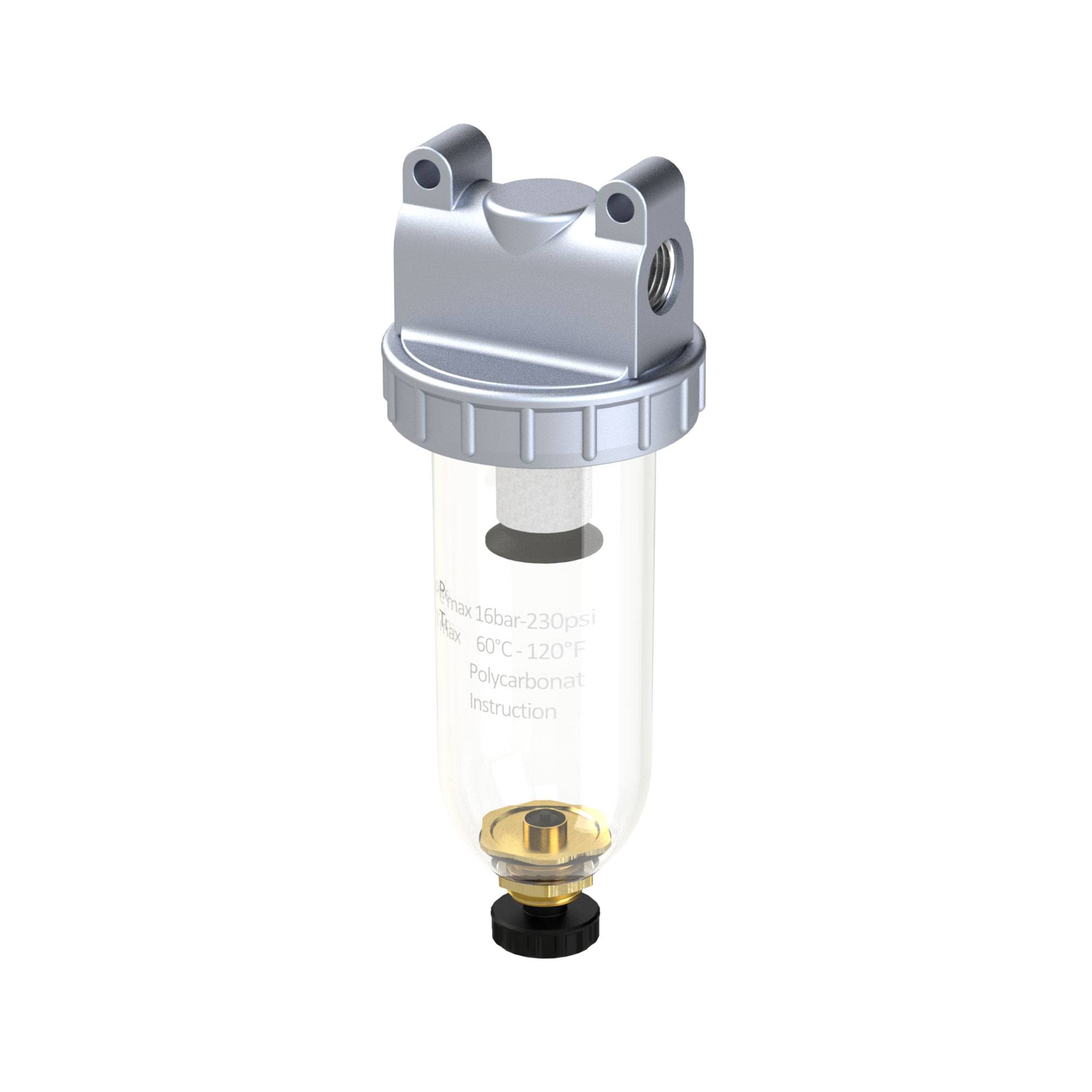 RIEGLER Filter »Standard« mit Polycarbonatbehälter, 40 µm, BG 4, G 1 1/4, PE max. 16 bar, Med.-Umgebungstemp. max. 60 °C