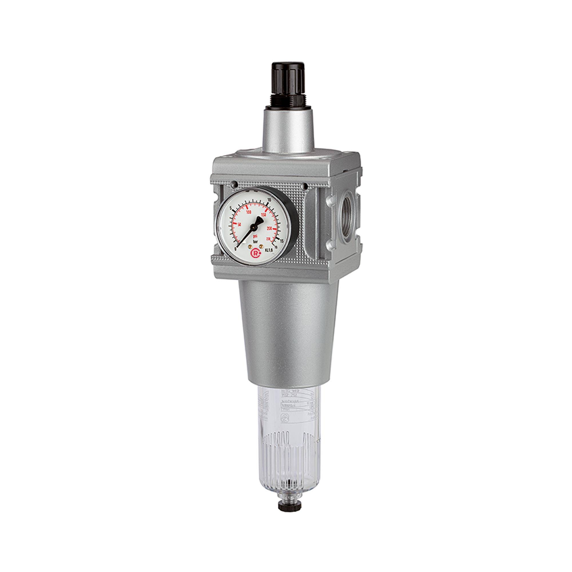 RIEGLER Filterregler »multifix« mit PC-Behälter und Mano., 40 µm, BG 5, G 1, PE max. 16 bar, Regelbereich 0,5 - 16 bar,-0