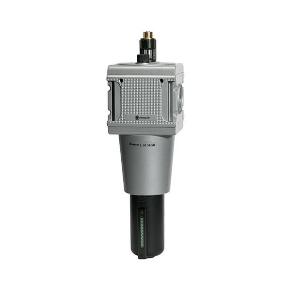 RIEGLER Nebelöler »multifix« mit Metallbehälter, Sichtrohr, Tropfaufsatz Metall, BG 5, G 1, PE max. 20 bar, Med.-Umgeb.t