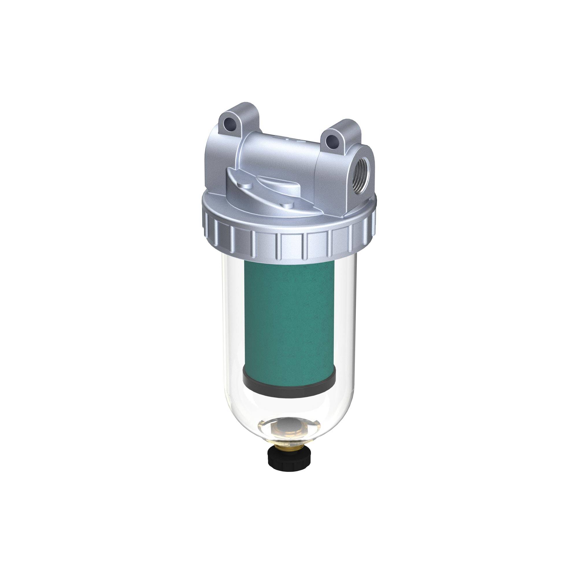 RIEGLER Spezialfilter »Standard« mit PC-Behälter, 0,01 µm, BG 2, G 3/8, PE max. 16 bar, Med.-Umgeb.temp. max. 60 °C, Abl-0