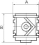 RIEGLER Verteiler »variobloc«, BG 2, G 1/2, mit 4 Abgängen: oben / unten G 3/8 / G 1/2 und vorne / hinten G 1/4. Zur En-1