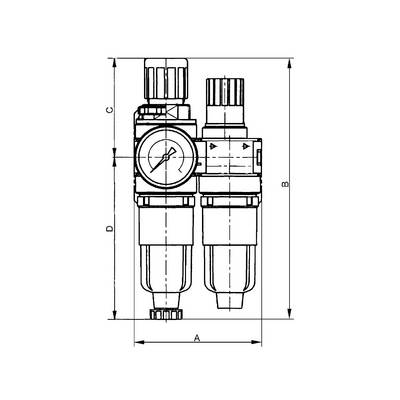RIEGLER Wartungseinheit 2-tlg. »multifix-mini« mit Metallbehälter, BG 0, G 1/4, Eingangsdruck max. 12 bar, Regelbereich-0