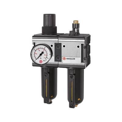 RIEGLER Wartungseinheit 2-tlg. »multifix«, Metallbehälter und Sichtrohr, BG 4, G 1, Eingangsdruck max. 20 bar, Regelbere-0