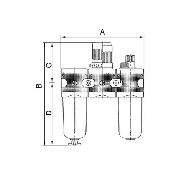 RIEGLER Wartungseinheit 3-tlg. »multifix-mini« mit Metallbehälter, BG 0, G 1/4, Eingangsdruck max. 12 bar, Regelbereich