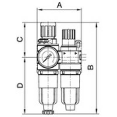 RIEGLER Wartungseinheit 2-tlg. »Standard-mini«, Metallbehälter und Manometer, BG 0, G 1/8, PE max. 25 bar, Regelbereich-0