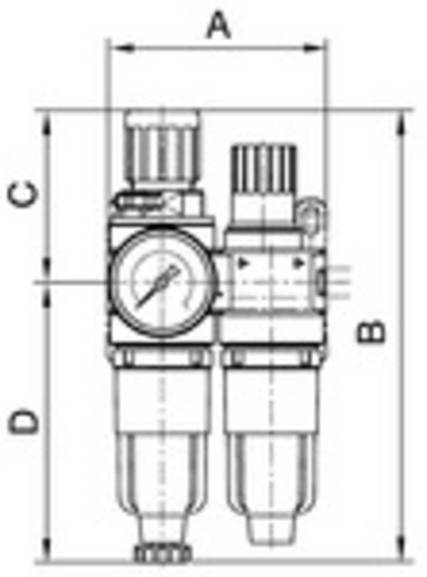 RIEGLER Wartungseinheit 2-tlg. »Standard-mini«, Metallbehälter und Manometer, BG 0, G 1/8, PE max. 25 bar, Regelbereich