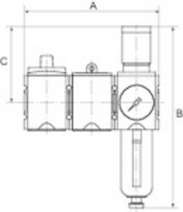 RIEGLER Wartungsstation SAFETY »FUTURA«, Kugelhahn-Anfahrventil-Filterregler, HA, BG 1, G 1/4, PE 2,5 - 16 bar, Regelber